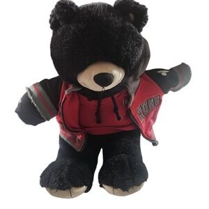 Build-A-Bear Workshop Black Teddy Bear Plush Hoodie Hugs Jacket Medium Stuffed